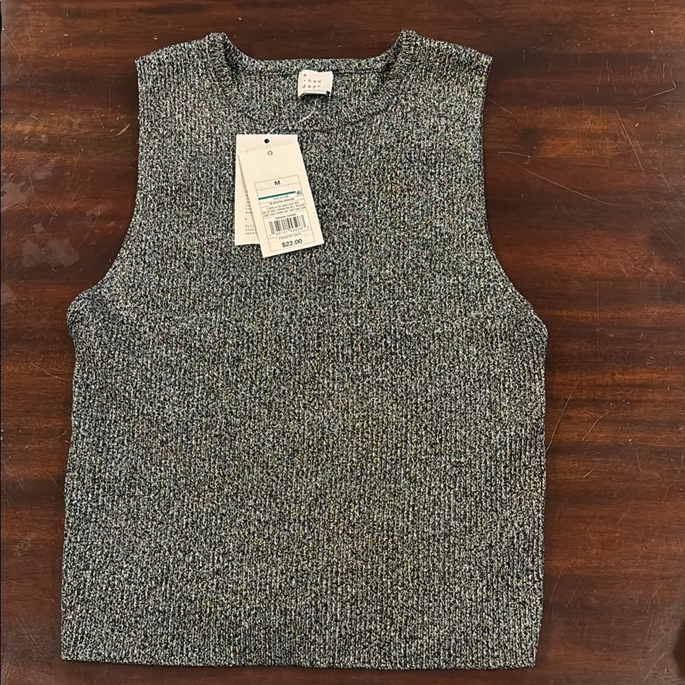 Gray Sleeveless Knit Tank Top